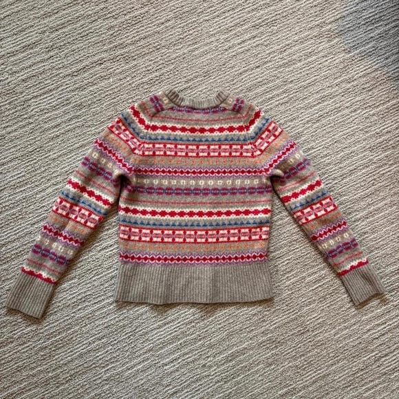 J. Crew Fairisle Sweater Gray Multicolor Long Sleeve Colorful Bright Women's S M - Picture 6 of 8